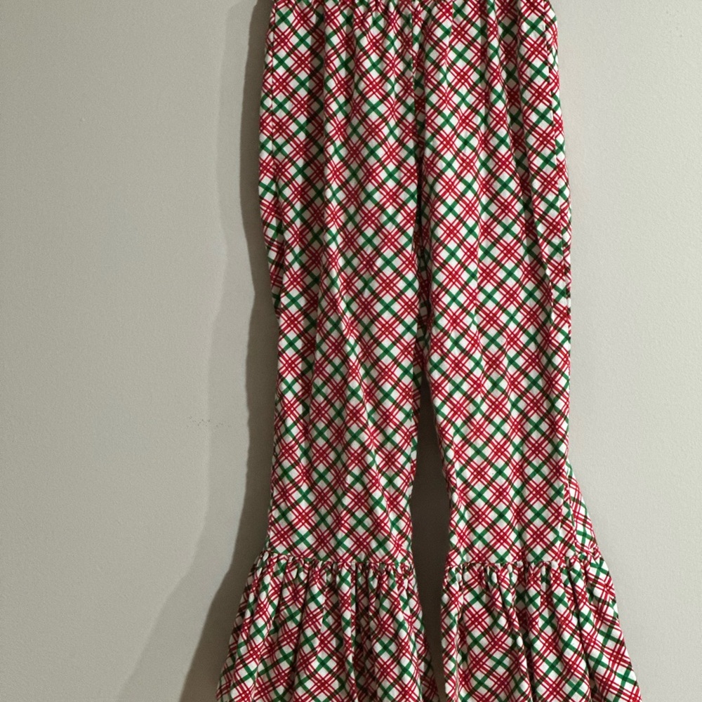 Girls Christmas Plaid Ruffle Pants – Size 5